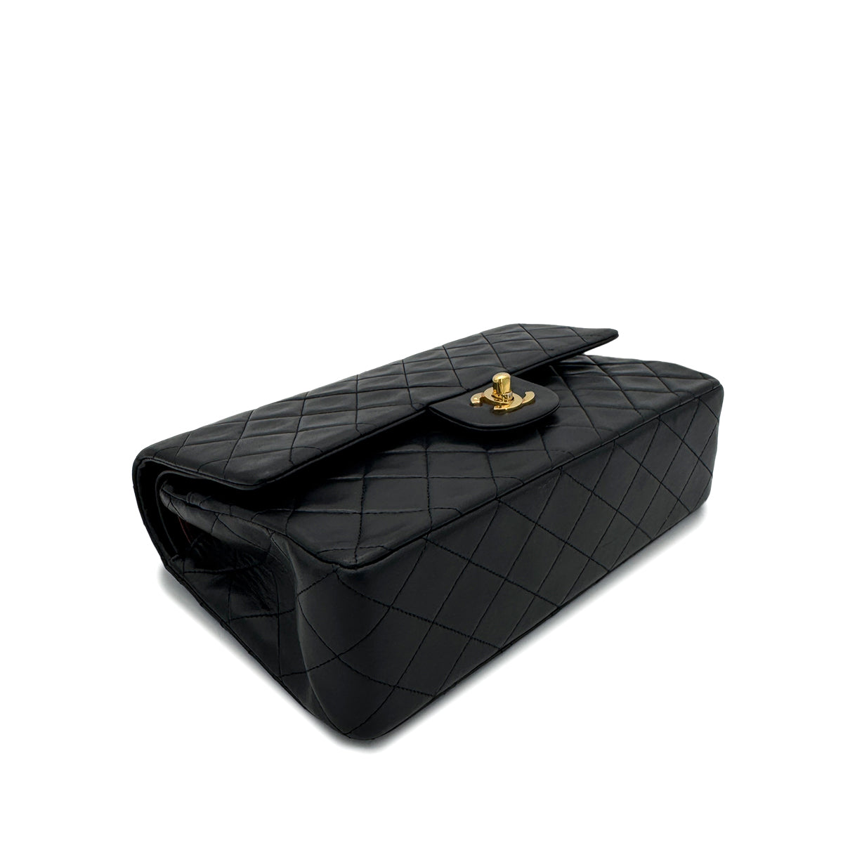 CHANEL VINTAGE CLASSIC FLAP MEDIUM CHAIN SHOULDER BAG BLACK LAMB SKIN 90292061