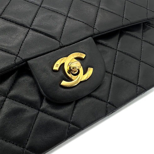 CHANEL VINTAGE CLASSIC FLAP MEDIUM CHAIN SHOULDER BAG BLACK LAMB SKIN 90292061 - PURPOSE