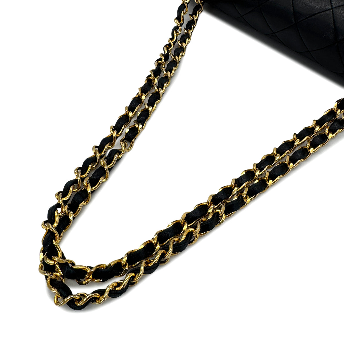 CHANEL VINTAGE CLASSIC FLAP MEDIUM CHAIN SHOULDER BAG BLACK LAMB SKIN 90292061