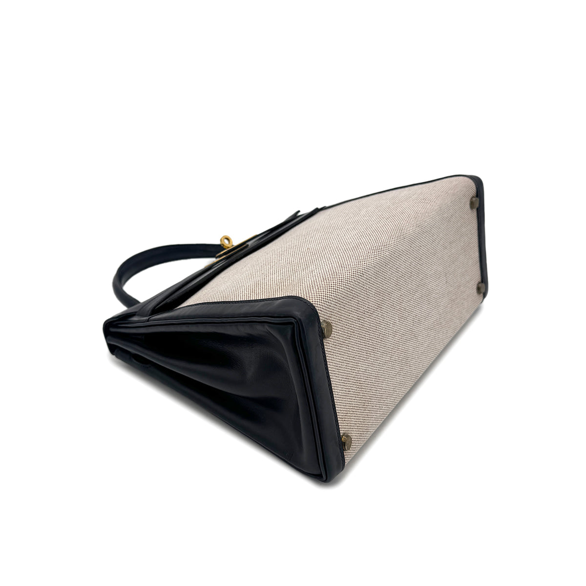 HERMES KELLY 28 BLUE INDIGO BOXCALF TOILE H HAND SHOULDER BAG 〇C GHW 90292060
