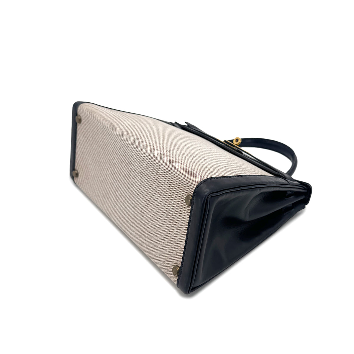HERMES KELLY 28 BLUE INDIGO BOXCALF TOILE H HAND SHOULDER BAG 〇C GHW 90292060