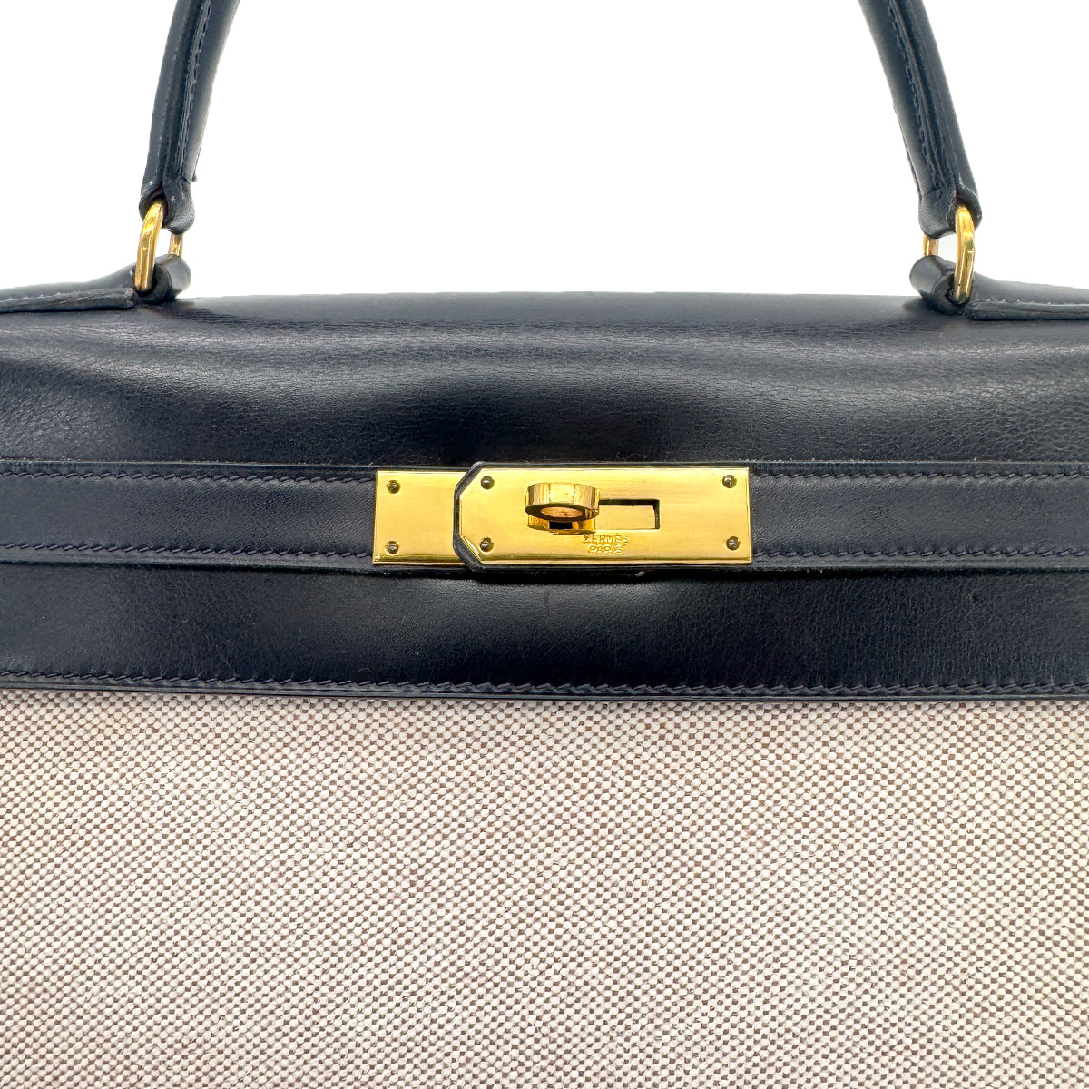 HERMES KELLY 28 BLUE INDIGO BOXCALF TOILE H HAND SHOULDER BAG 〇C GHW 90292060