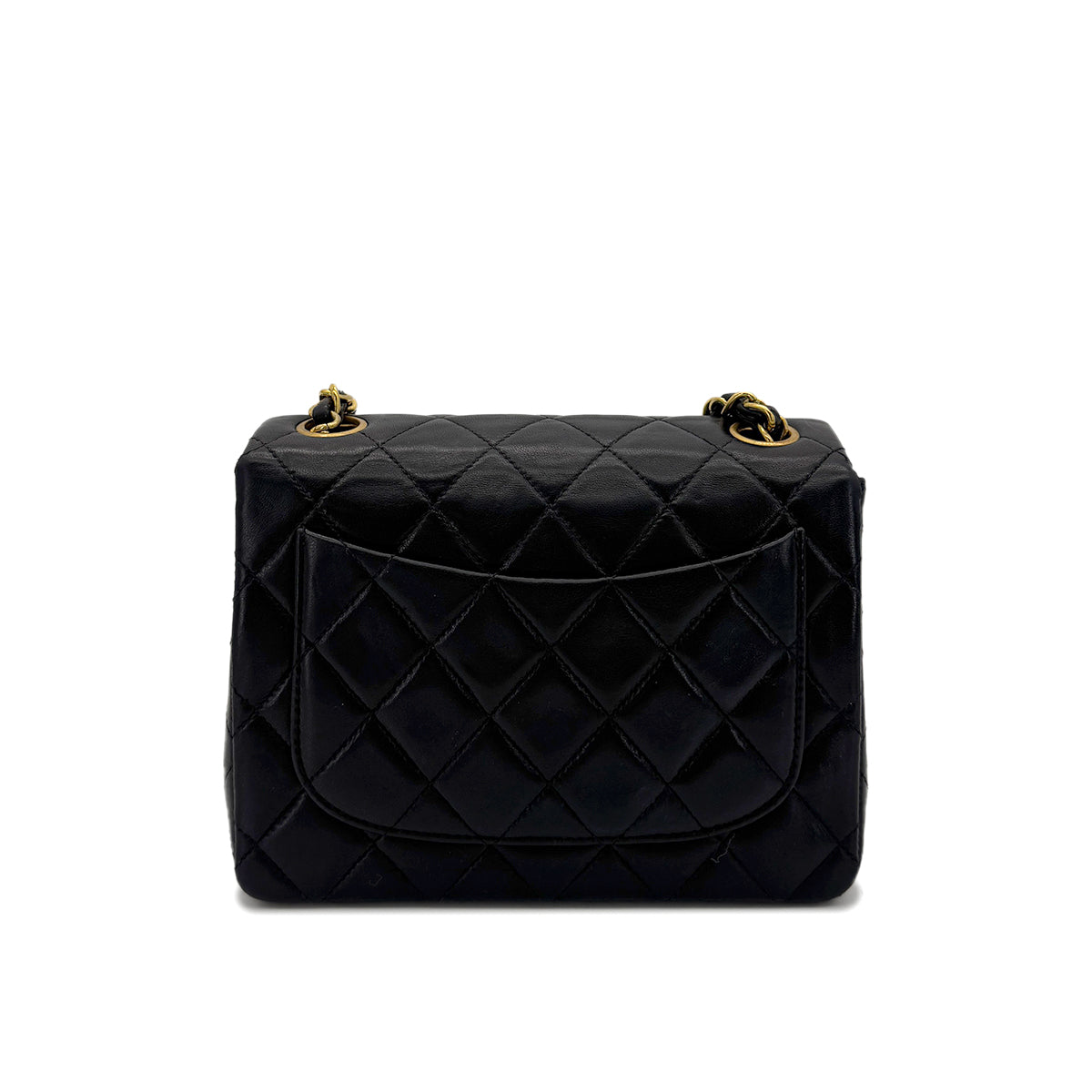 CHANEL VINTAGE MINI SQUARE 17 CHAIN SHOULDER BAG BLACK LAMB SKIN 90292086
