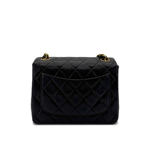 CHANEL VINTAGE MINI SQUARE 17 CHAIN SHOULDER BAG BLACK LAMB SKIN 90292086 - PURPOSE