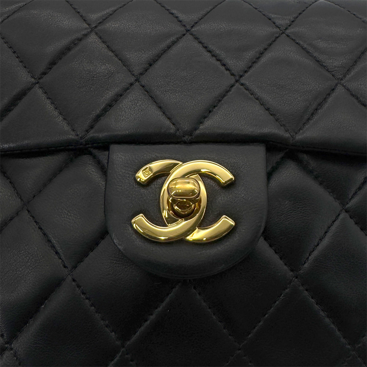CHANEL VINTAGE MINI SQUARE 17 CHAIN SHOULDER BAG BLACK LAMB SKIN 90292086