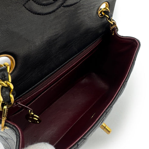 CHANEL VINTAGE MINI SQUARE 17 CHAIN SHOULDER BAG BLACK LAMB SKIN 90292086 - PURPOSE