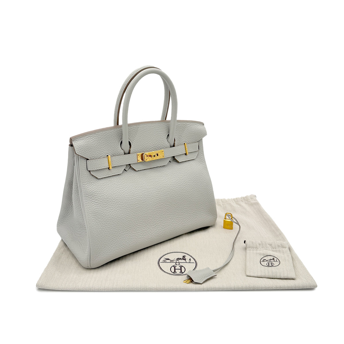 HERMES BIRKIN 30 GRIS PERLE TOGO HAND BAG D GHW 90292088