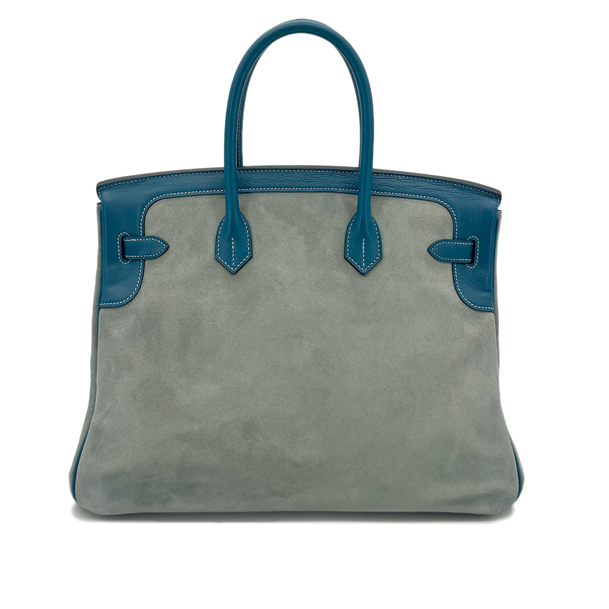 HERMES BIRKIN 35 CIEL BLUE DE GALICE GRIZZLY EVERCOLOR HAND BAG □R GHW 90292093