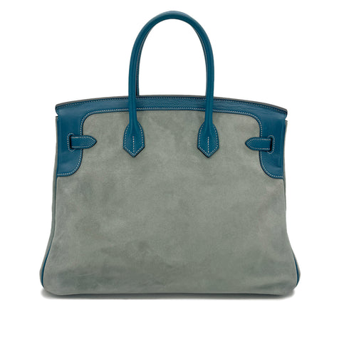 HERMES BIRKIN 35 CIEL BLUE DE GALICE GRIZZLY EVERCOLOR HAND BAG □R GHW 90292093 - PURPOSE