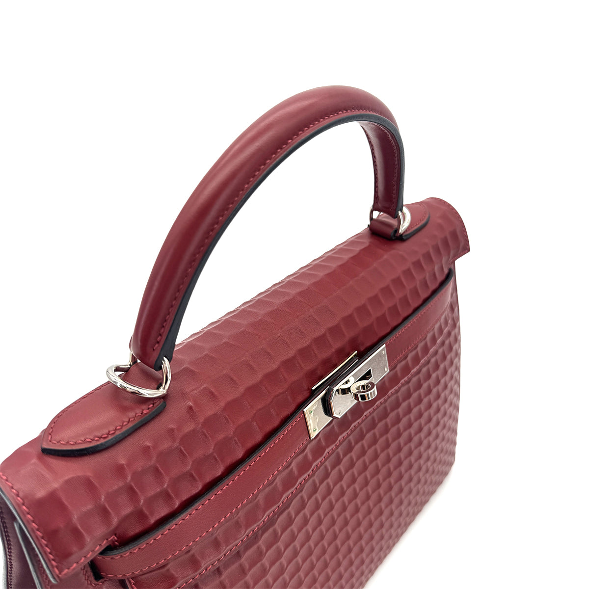 HERMES KELLY WAFFLE 32 SELLIER ROUGE H DEUTCH HAND SHOULDER BAG □G SHW 90292094