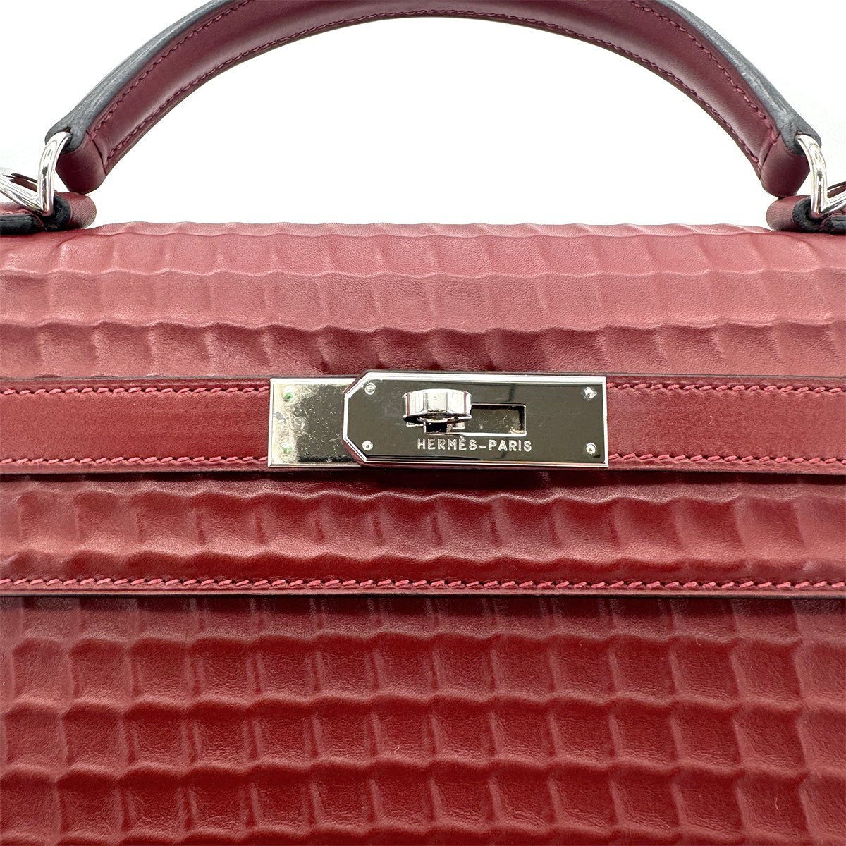 HERMES KELLY WAFFLE 32 SELLIER ROUGE H DEUTCH HAND SHOULDER BAG □G SHW 90292094