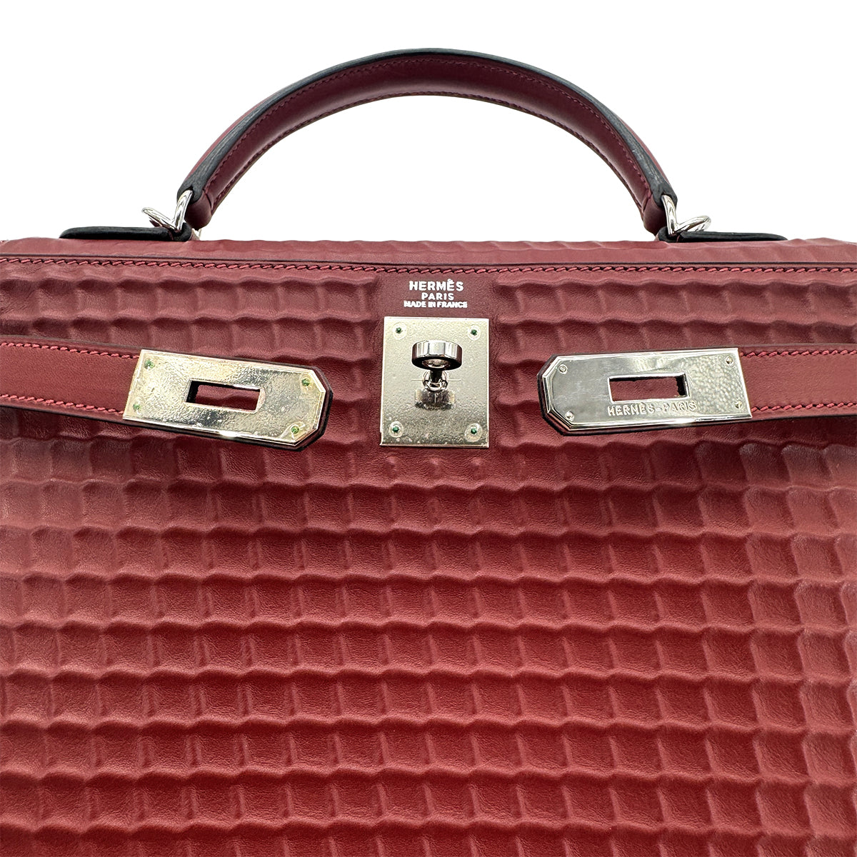 HERMES KELLY WAFFLE 32 SELLIER ROUGE H DEUTCH HAND SHOULDER BAG □G SHW 90292094