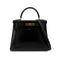 HERMES KELLY 28 RETOURNE BLACK BOXCALF HAND SHOULDER BAG 〇W GHW 90292095 - PURPOSE