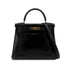 HERMES KELLY 28 RETOURNE BLACK BOXCALF HAND SHOULDER BAG 〇W GHW 90292095 - PURPOSE