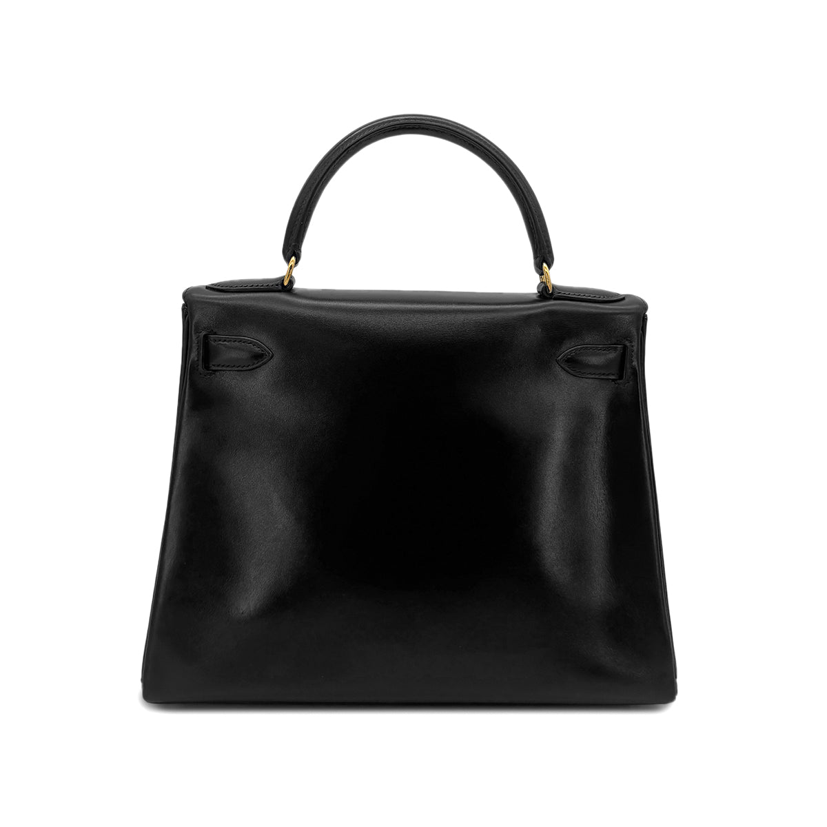 HERMES KELLY 28 RETOURNE BLACK BOXCALF HAND SHOULDER BAG 〇W GHW 90292095