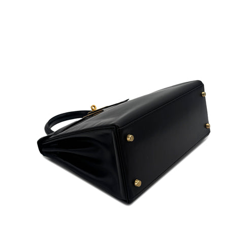 HERMES KELLY 28 RETOURNE BLACK BOXCALF HAND SHOULDER BAG 〇W GHW 90292095 - PURPOSE