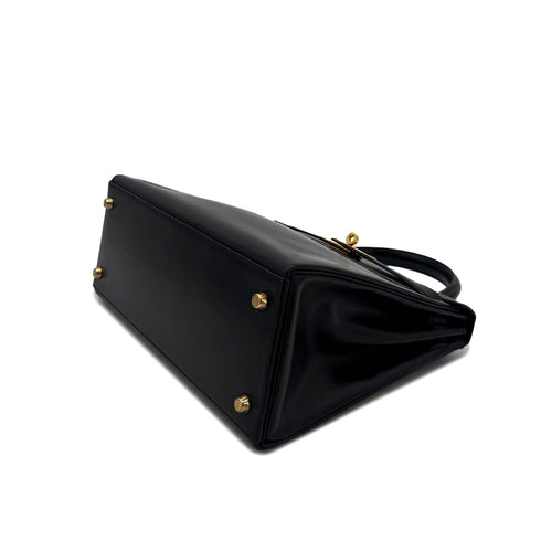 HERMES KELLY 28 RETOURNE BLACK BOXCALF HAND SHOULDER BAG 〇W GHW 90292095 - PURPOSE