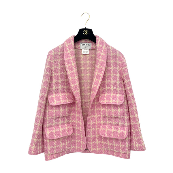 CHANEL COCO BUTTON TWEED JACKET PINK WOOL 40 96P RTW 90292101