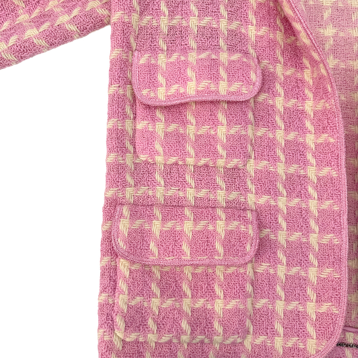 CHANEL COCO BUTTON TWEED JACKET PINK WOOL 40 96P RTW 90292101