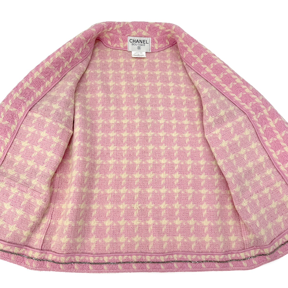 CHANEL COCO BUTTON TWEED JACKET PINK WOOL 40 96P RTW 90292101