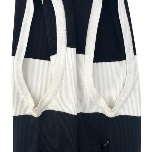 CHANEL COCO BUTTON SLEEVELESS KNIT DRESS BLACK WHITE COTTON 38 P43 RTW 90292105