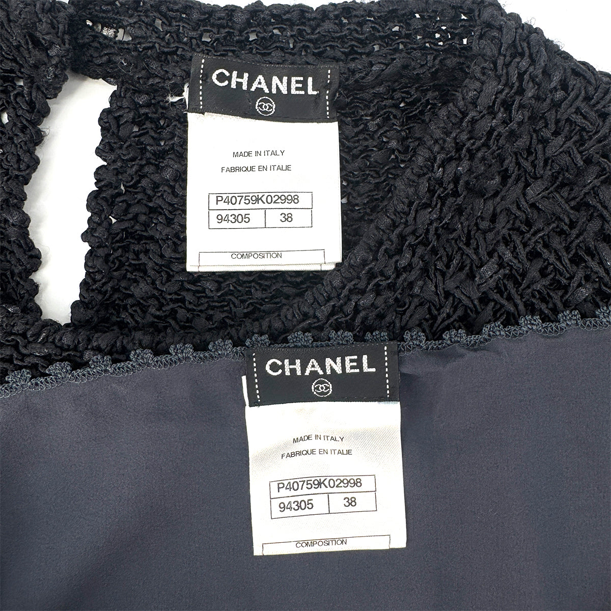 CHANEL COCO BUTTON SLEEVELESS KNIT DRESS BLACK COTTON 38 P40 RTW 90292106
