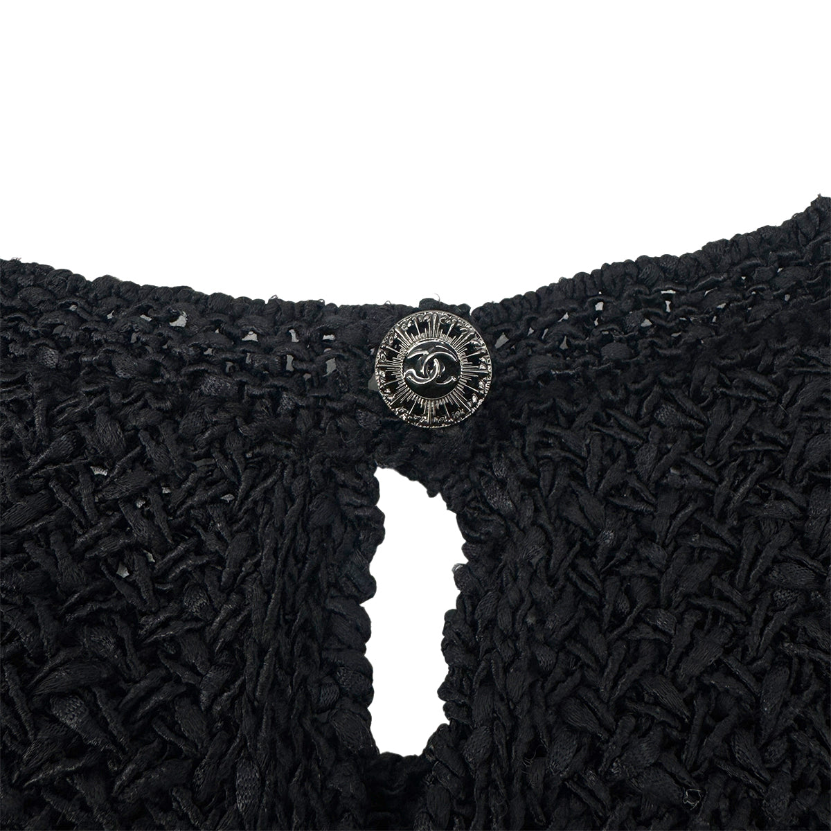 CHANEL COCO BUTTON SLEEVELESS KNIT DRESS BLACK COTTON 38 P40 RTW 90292106