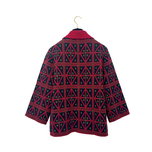 CHANEL KNIT JACKET PATTERNED ALL-OVER RED CASHMERE 40 P52 RTW 90292111