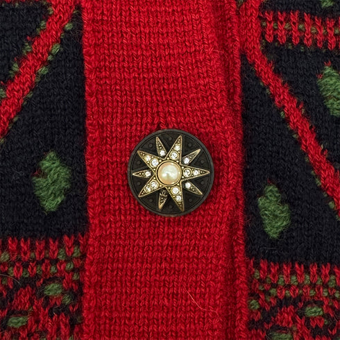 CHANEL KNIT JACKET PATTERNED ALL-OVER RED CASHMERE 40 P52 RTW 90292111