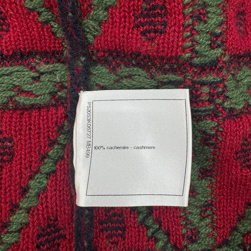 CHANEL KNIT JACKET PATTERNED ALL-OVER RED CASHMERE 40 P52 RTW 90292111
