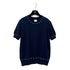 CHANEL SHORT SLEEVE KNIT TOPS COCOMARK FAUX PEARL NAVY COTTON 38 P53 RTW 90292112