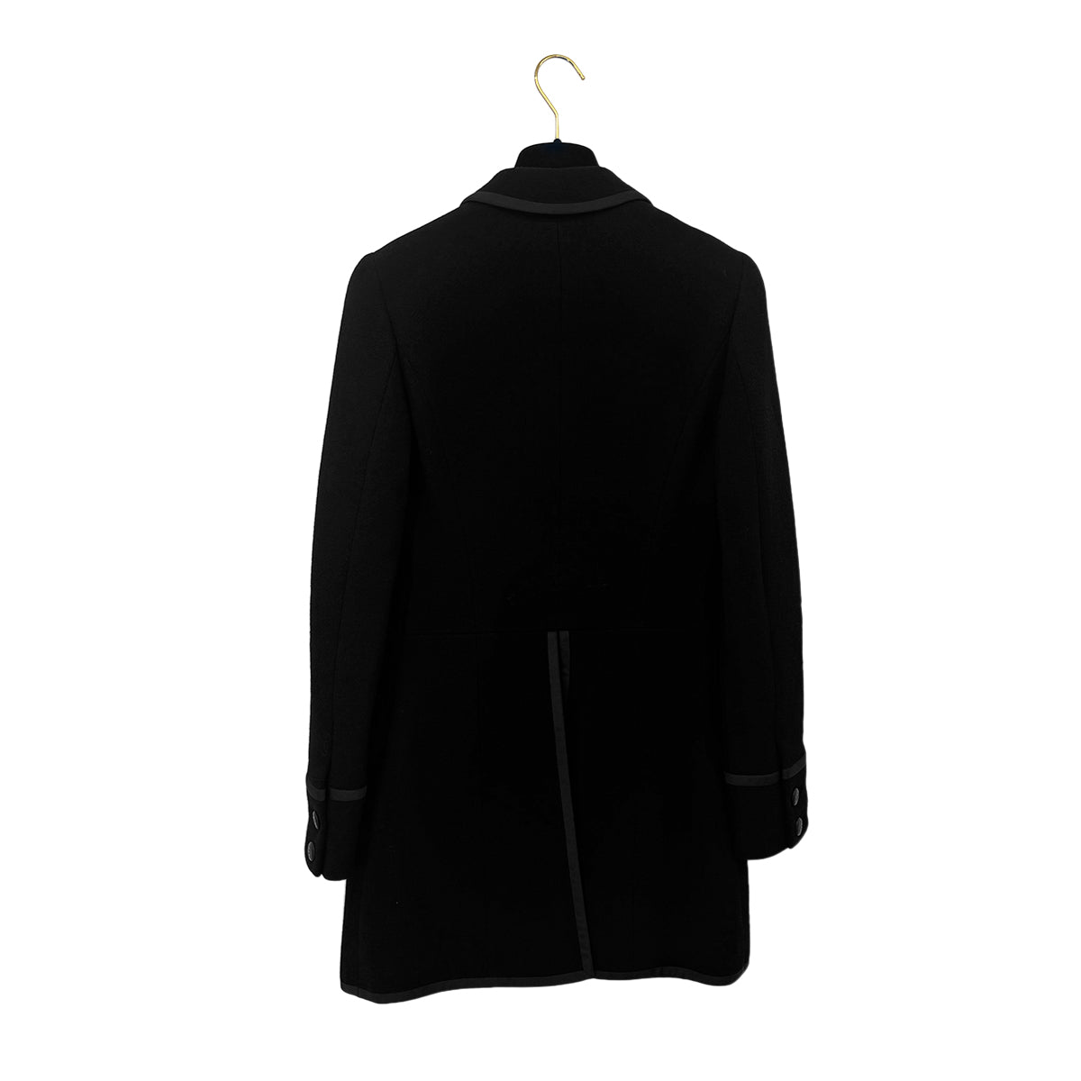 CHANEL VINTAGE JACKET COCO BUTTON BLACK WOOL 36 96C RTW 90292113