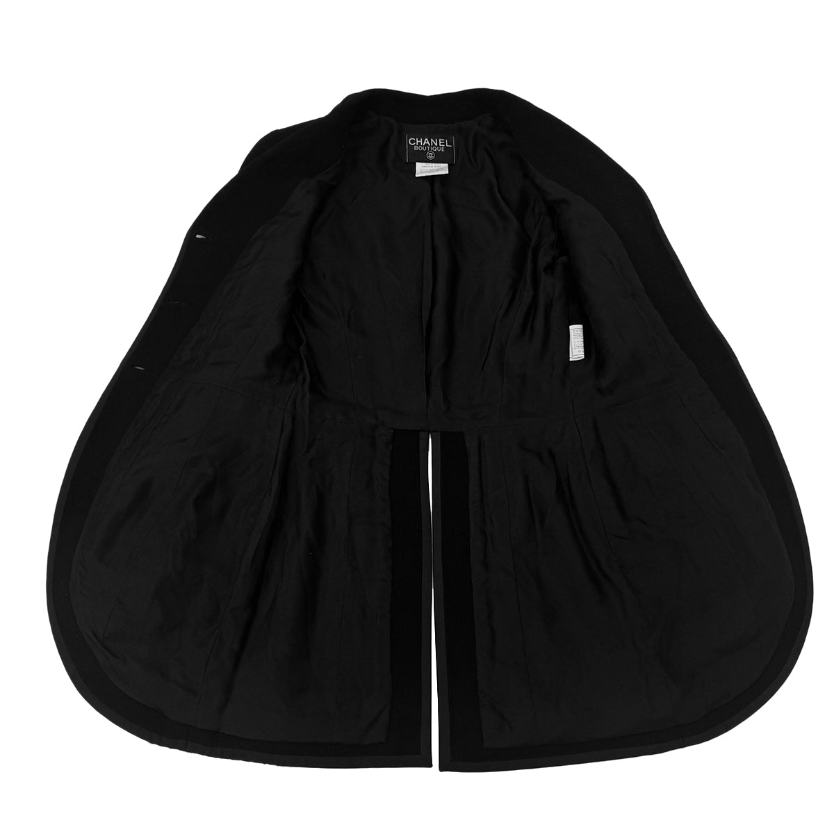 CHANEL VINTAGE JACKET COCO BUTTON BLACK WOOL 36 96C RTW 90292113