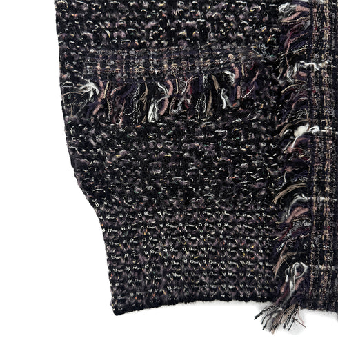 CHANEL TWEED JACKET FRINGE BLACK PURPLE WOOL 38 05A RTW 90292114