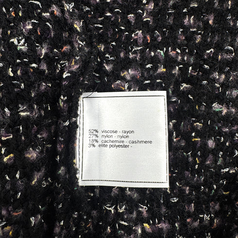 CHANEL TWEED JACKET FRINGE BLACK PURPLE WOOL 38 05A RTW 90292114