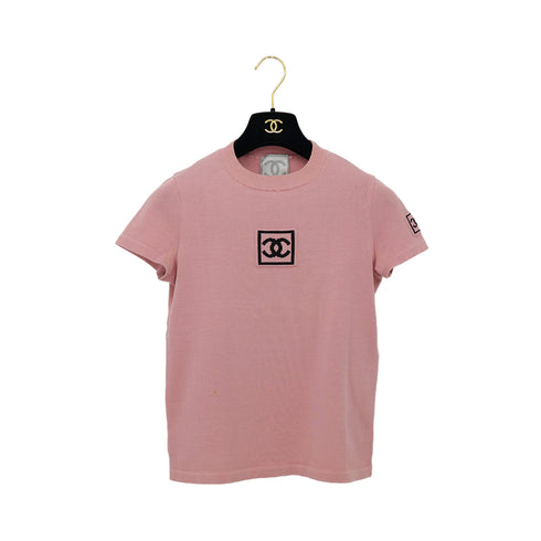 CHANEL VINTAGE COCOMARK LOGO HALF SLEEVE TOPS PINK COTTON 38 03A RTW 90292115 - PURPOSE