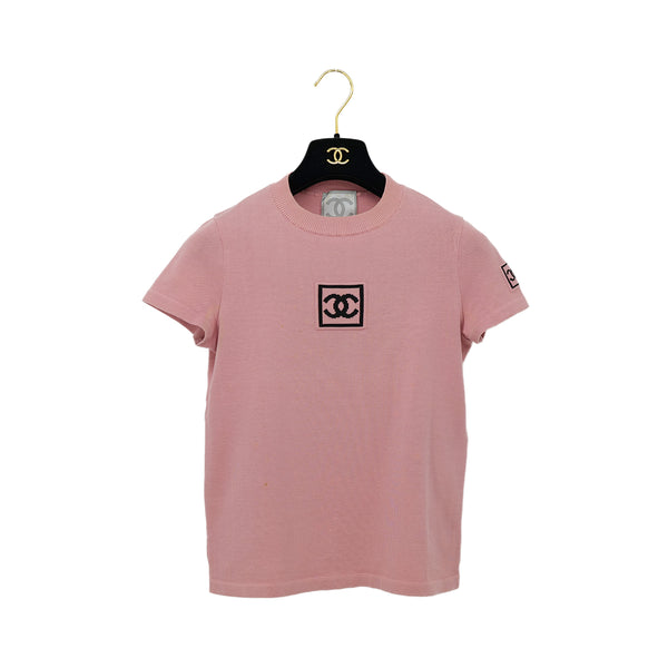CHANEL VINTAGE COCOMARK LOGO HALF SLEEVE TOPS PINK COTTON 38 03A RTW 90292115 - PURPOSE