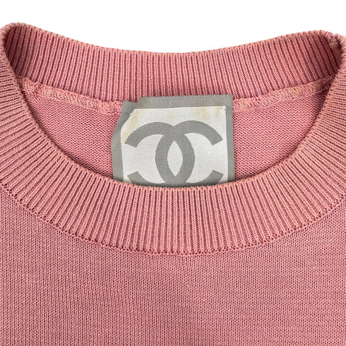 CHANEL VINTAGE COCOMARK LOGO HALF SLEEVE TOPS PINK COTTON 38 03A RTW 90292115 - PURPOSE