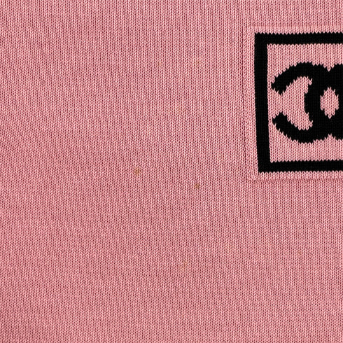 CHANEL VINTAGE COCOMARK LOGO HALF SLEEVE TOPS PINK COTTON 38 03A RTW 90292115 - PURPOSE