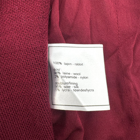 CHANEL VINTAGE COCO BUTTON FAR VEST GILET RED RABBIT 38 97A RTW 90292116