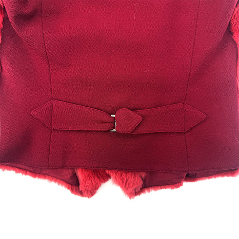 CHANEL VINTAGE COCO BUTTON FAR VEST GILET RED RABBIT 38 97A RTW 90292116