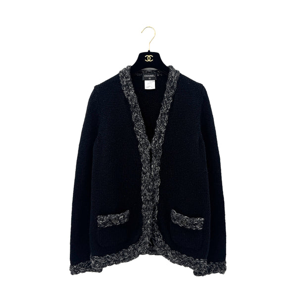 CHANEL COCO BUTTON KNIT JACKET BLACK WOOL 38 P42 RTW 90292117