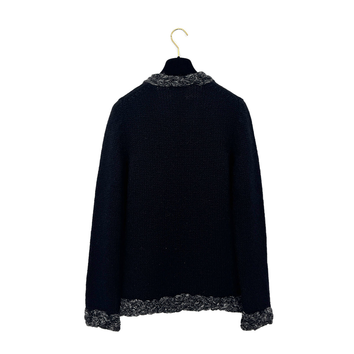 CHANEL COCO BUTTON KNIT JACKET BLACK WOOL 38 P42 RTW 90292117