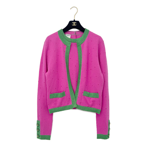 CHANEL VINTAGE COCO BUTTON TWIN SET CARDIGAN 1996 FALL PINK CASHMERE 40 96A RTW 90292118 - PURPOSE