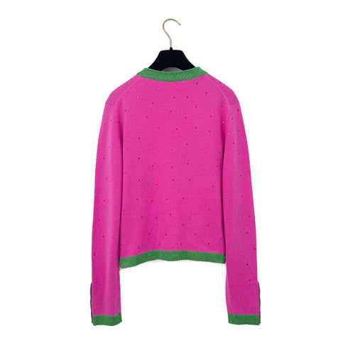CHANEL VINTAGE COCO BUTTON TWIN SET CARDIGAN 1996 FALL PINK CASHMERE 40 96A RTW 90292118 - PURPOSE