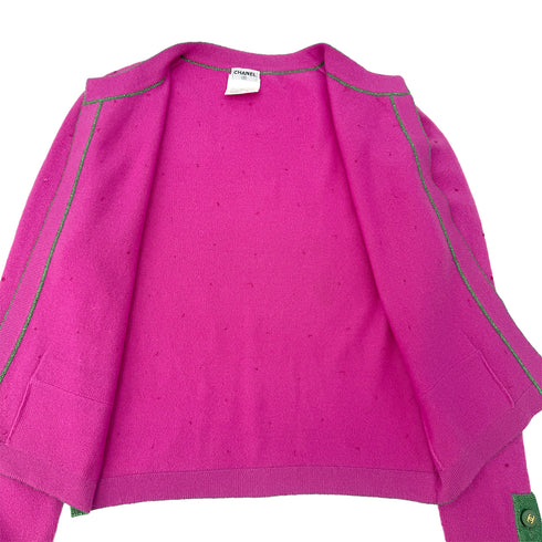 CHANEL VINTAGE COCO BUTTON TWIN SET CARDIGAN 1996 FALL PINK CASHMERE 40 96A RTW 90292118 - PURPOSE