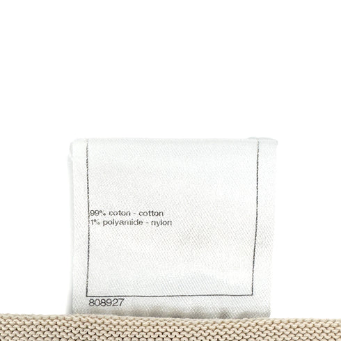 CHANEL COCO BUTTON GONDOLA CHARM BORDER KNIT DRESS 2014 BEIGE COTTON 36 P47 RTW 90292122