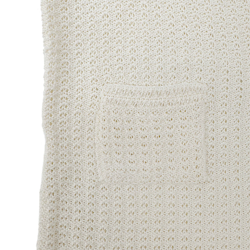 CHANEL KNIT TOPS BEEDS COCO BUTTON RHINESTONE WHITE RAYON COTTON 38 02P RTW 90292125