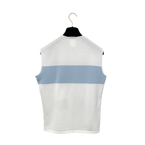 CHANEL SLEEVELESS TOPS LOGO WHITE BLUE COTTON 44 00S RTW 90292443