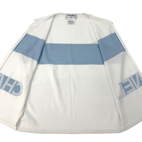 CHANEL SLEEVELESS TOPS LOGO WHITE BLUE COTTON 44 00S RTW 90292443